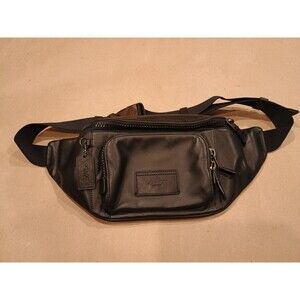 Coach Track Belt Bag Fanny Pack In Black Leather C2716 Waist Pack